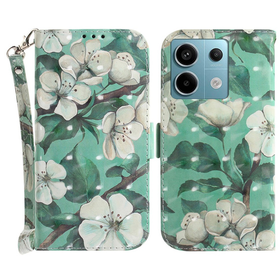 Откидной чехол для Xiaomi Redmi Note 13 Pro 5G, Wallet, Flowers зелёный