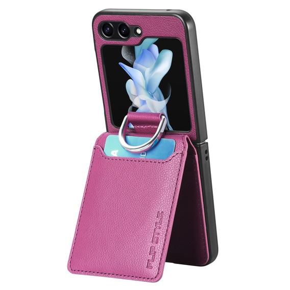 Чехол для Samsung Galaxy Z Flip6 5G, Card Slot Ring Case, фиолетовый