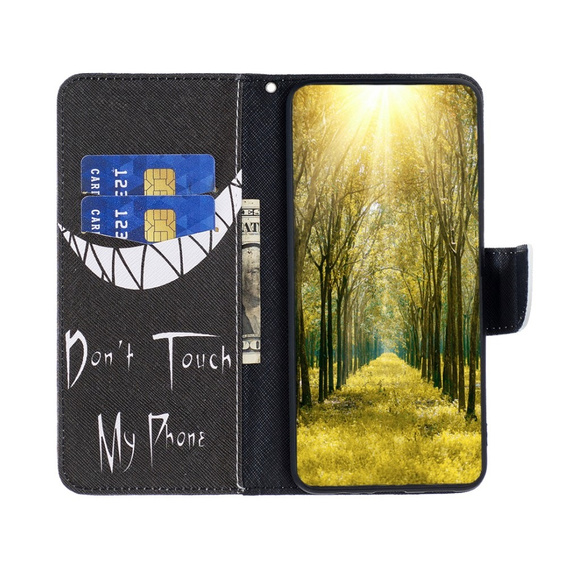 Откидной чехол для Samsung Galaxy M34, Wallet, Don't Touch My Phone, чёрный