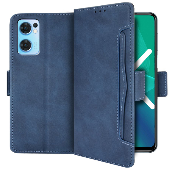 Откидной чехол для Oppo Reno7 5G, Card Slot, синий