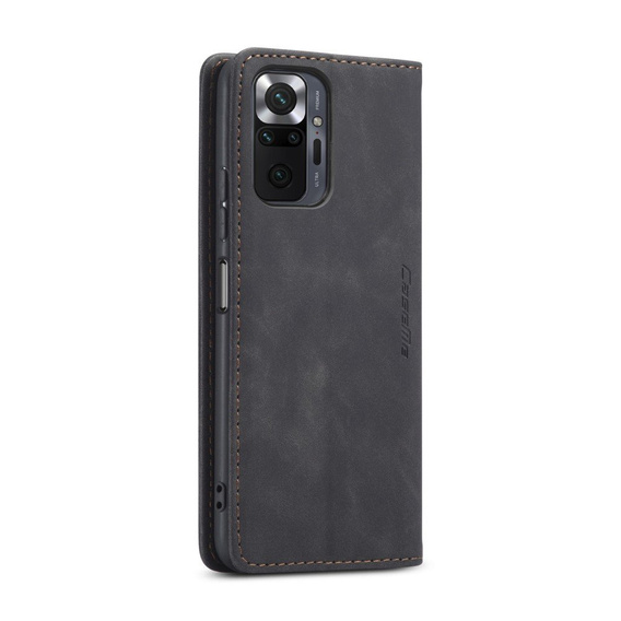 Чехол CASEME для Xiaomi Redmi Note 10 Pro, Leather Wallet Case, чёрный