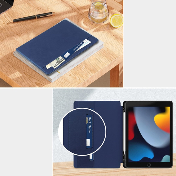 Чехол для iPad 10.2 2021 / 2020 / 2019, Business Card and Pen Slot, синий