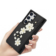 Чехол для Samsung Galaxy S25 Ultra, Leather Flower Card Slot, чёрный