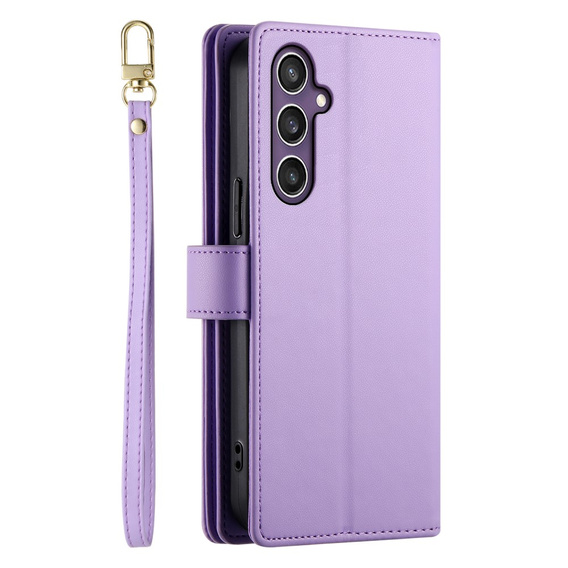 Откидной чехол для Samsung Galaxy S25, Wallet Zipper Pocket, фиолетовый