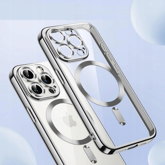 Чохол для iPhone 12 Pro, Electro MagSafe, сріблястий + Скло на екран