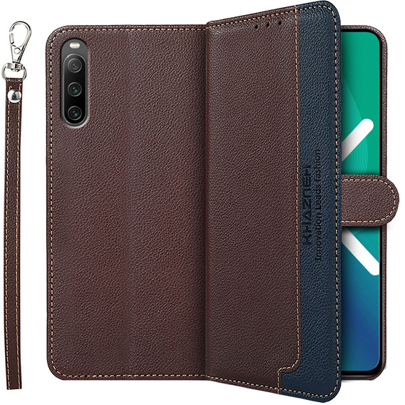 Откидной чехол для Sony Xperia 10 IV, KHAZNEH RFID Case, коричневый