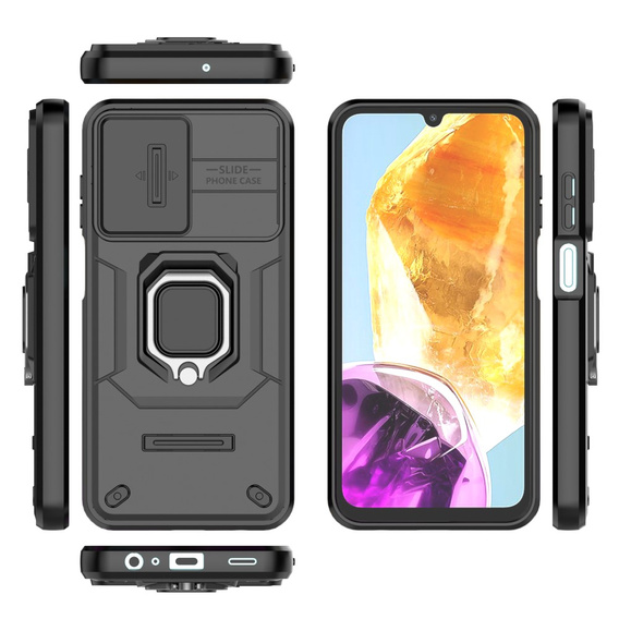 Чехол для Samsung Galaxy M15 5G, KickStand Camera Lens, чёрный