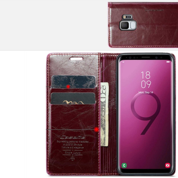 Чохол-обкладинка CASEME для Samsung Galaxy S9, Waxy Textured, червоний