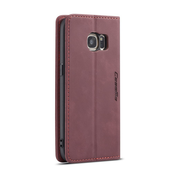 Чехол CASEME для Samsung Galaxy S7, Leather Wallet Case, бордовый