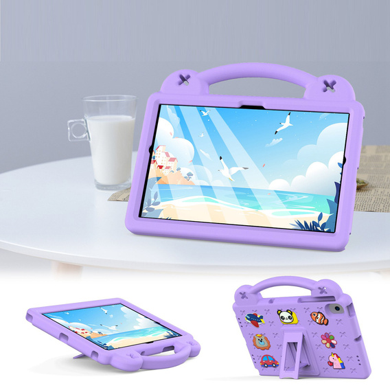 Детский чехол для Samsung Tab A8 X200 / X205, Cute Patterns, с подставкой, фиолетовый