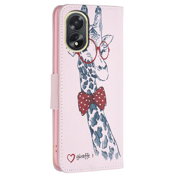 Чохол-книжка для Oppo A38 4G / Oppo A18 4G, Wallet, Giraffe рожевий