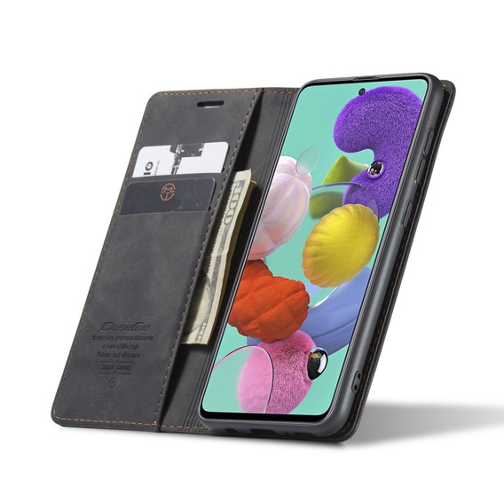 Чехол CASEME для Samsung Galaxy A51, Leather Wallet Case, чёрный