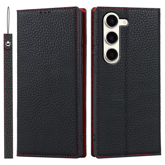 Кожаный чехол для Samsung Galaxy S23 Plus, ERBORD Grain Leather, чёрный