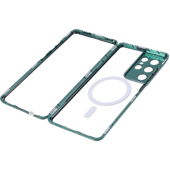 Магнітний чохол Dual Glass MagSafe для Samsung Galaxy S21 Ultra, зелений