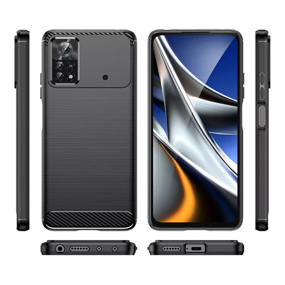 Чехол до Xiaomi Poco M4 Pro 4G, Carbon, чёрный