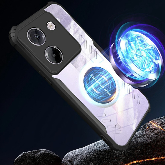 Чехол для Xiaomi Poco M7 Pro 5G, с магнитной пластиной, прозрачный / черный