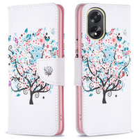 Откидной чехол для Oppo A38 4G / Oppo A18 4G, Wallet, Colorful Tree белый