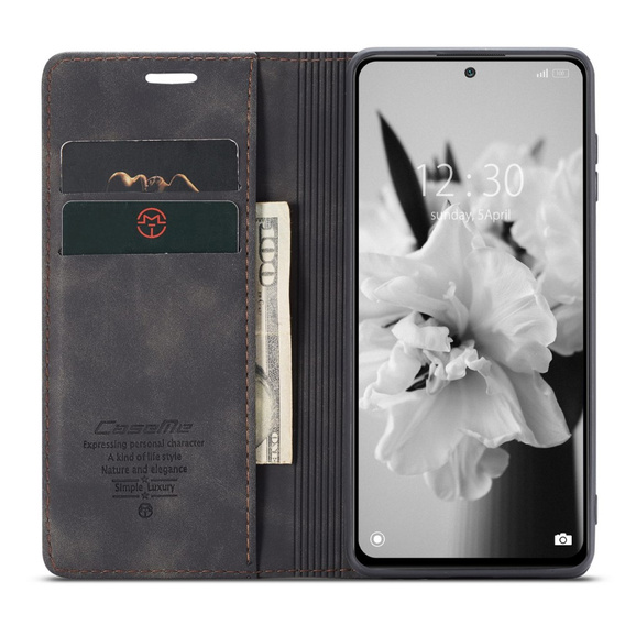 Чехол CASEME для Xiaomi Redmi Note 11 Pro 4G/5G, Leather Wallet Case, чёрный