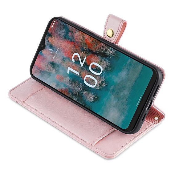 Откидной чехол для Nokia G42, Wallet Zipper Pocket, розовый