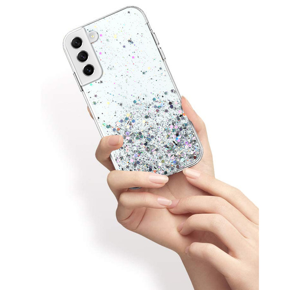 Чехол до Samsung Galaxy S22 5G, Glittery, серебряный