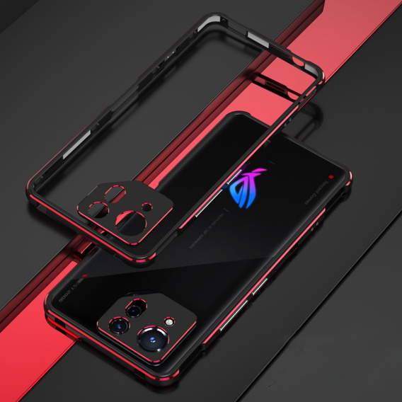 Чохол для ASUS ROG Phone 8 Pro, Armor Bumper, з кришкою об'єктива, чорний / червоний