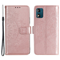 Чохол-книжка для Motorola Moto E13, Mandala Flower, рожевий rose gold