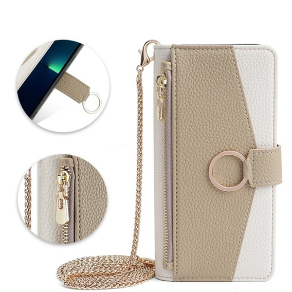 Флип-кейс для Samsung Galaxy S22 Ultra, Wallet Zipper Pocket, с зеркалом, белый