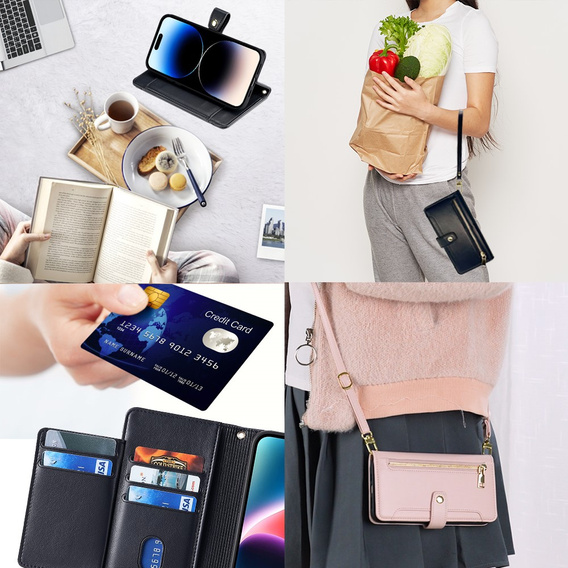 Откидной чехол для iPhone 14 Pro Max, Wallet Zipper Pocket, чёрный