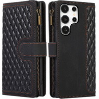 Чохол-книжка для Samsung Galaxy S24 Ultra, Wallet Zipper Pocket, з плечовим ременем, чорний