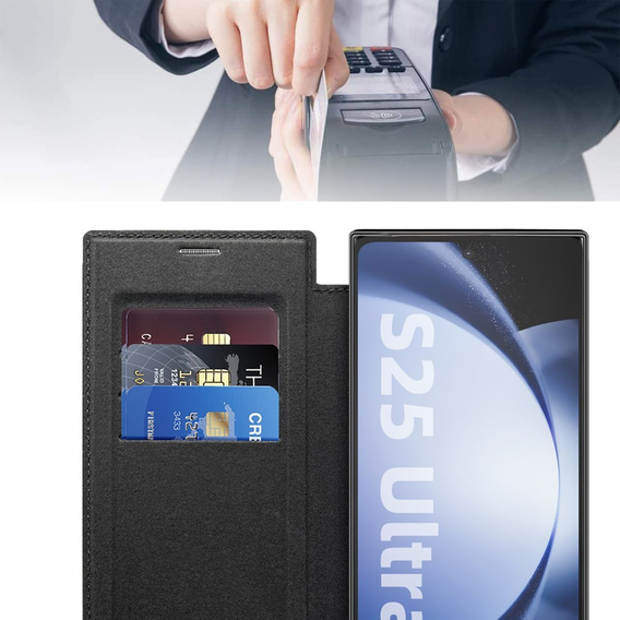 Откидной чехол для Samsung Galaxy S25 Ultra, RFID Wallet MagSafe CamShield, чёрный