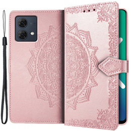 Откидной чехол для Motorola Moto G84, Mandala, розовый rose gold