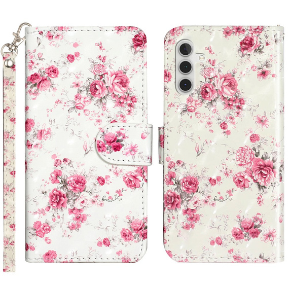 Откидной чехол для Samsung Galaxy A35 5G, Wallet, Roses белый