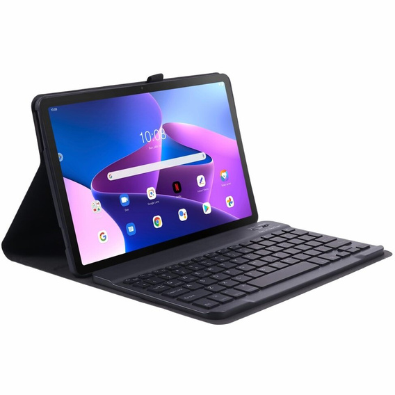 Чехол + клавиатура Lenovo Tab M10 Plus Gen 3 TB-125F TB-128F, чёрный