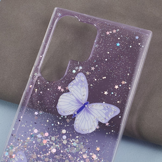 Чохол для Samsung Galaxy S24 Ultra, Glitter Butterfly, фіолетовий