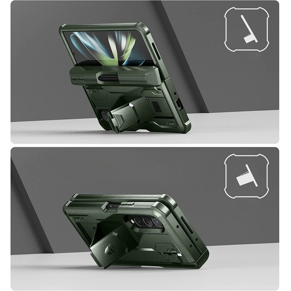 Бронированный чехол для Samsung Galaxy Z Fold 4 5G, Dexnor Full Body S-Pen Slot, зелёный