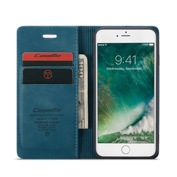 Чехол CASEME для iPhone 7/8/SE 2020/SE 2022, Leather Wallet Case, синий