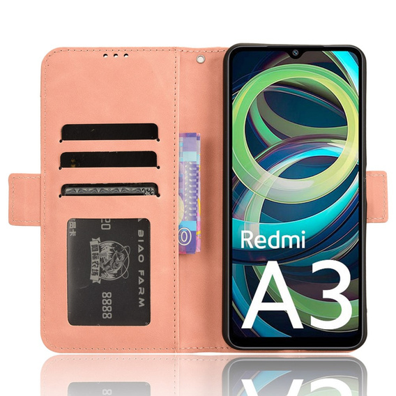 Откидной чехол для Xiaomi Redmi A3, Card Slot, розовый