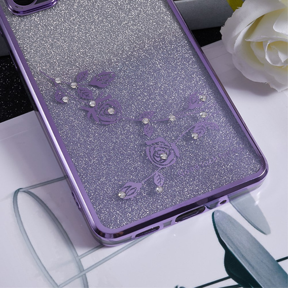 Чохол для Samsung Galaxy S20 FE, Glitter Flower, фіолетовий