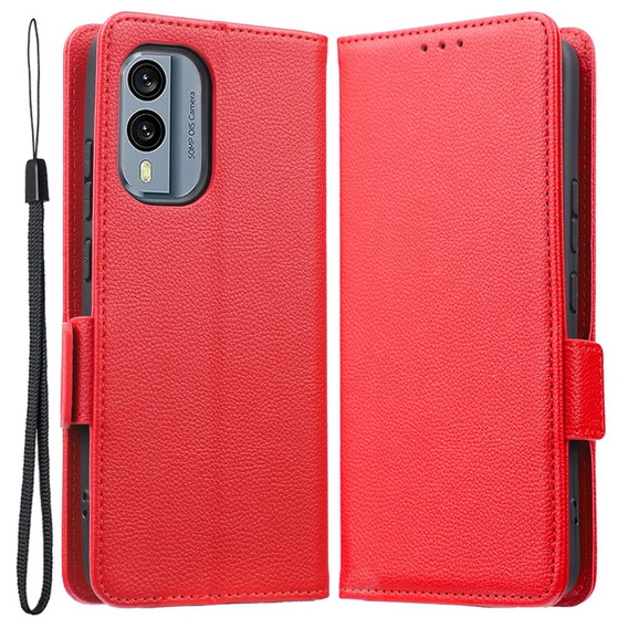 Откидной чехол для Nokia X30 5G, Wallet Litchi Magnet Case, красный