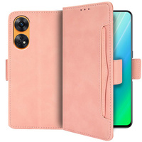 Футляр з клапаном для Oppo Reno8 T, Card Slot, рожевий