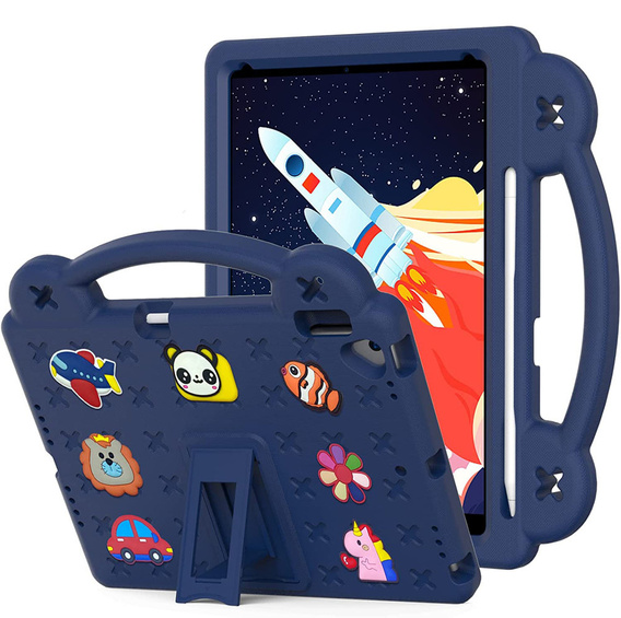 Детский чехол для iPad 7/8/9 10.2 2019/2020/2021 / Pro 2017 / Air 3 2019, Cute Patterns, с подставкой, темно-синий