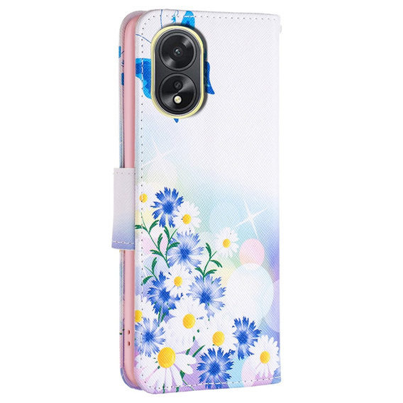 Чохол-книжка для Oppo A38 4G / Oppo A18 4G, Wallet, Butterfly & Flowers білий