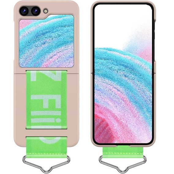 Чехол для Galaxy Z Flip 5, Strap Cover, розовый / зелёный