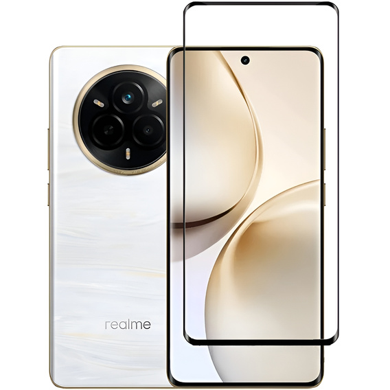 3D загартоване скло для Realme 14 Pro 5G, чорна рамка