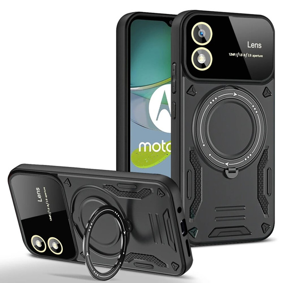 Бронированный чехол для Motorola Moto G24 / G24 Power / G04, Magnetic Ring, чёрный