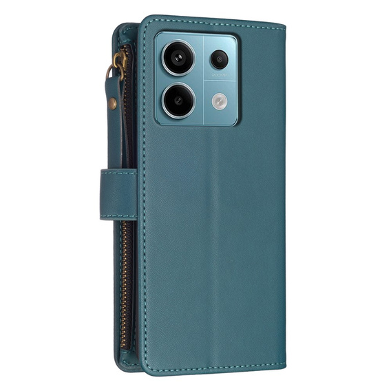 Откидной чехол для Xiaomi Redmi Note 13 Pro 4G, Wallet Zipper Pocket, зелёный