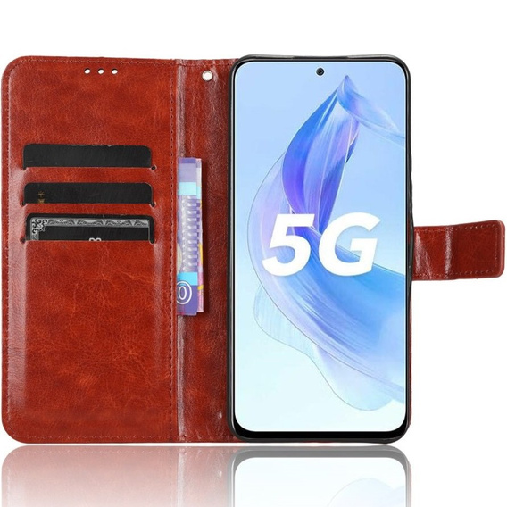 Футляр з клапаном для Honor 90 Lite 5G, Crazy Horse Wallet, коричневий