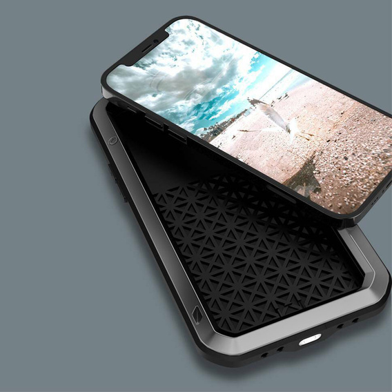 Чехол Love Mei до iPhone 13 Mini, armored with glass, серебряный