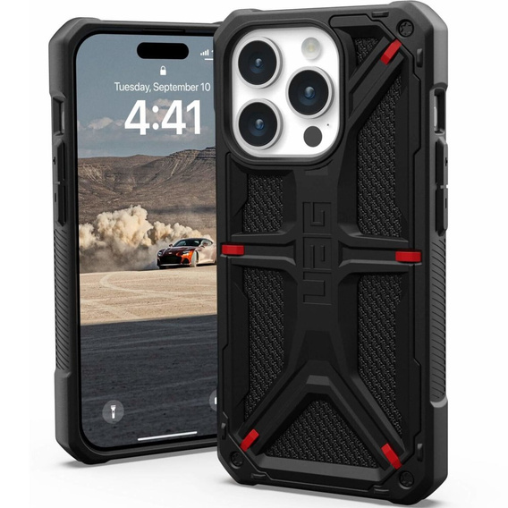 чехол Urban Armor Gear для iPhone 15 Pro, Monarch, Kevlar чёрный