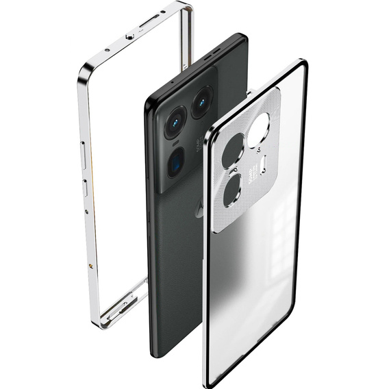 Чехол для Motorola Edge 50 Ultra, Frame Case, серебряный